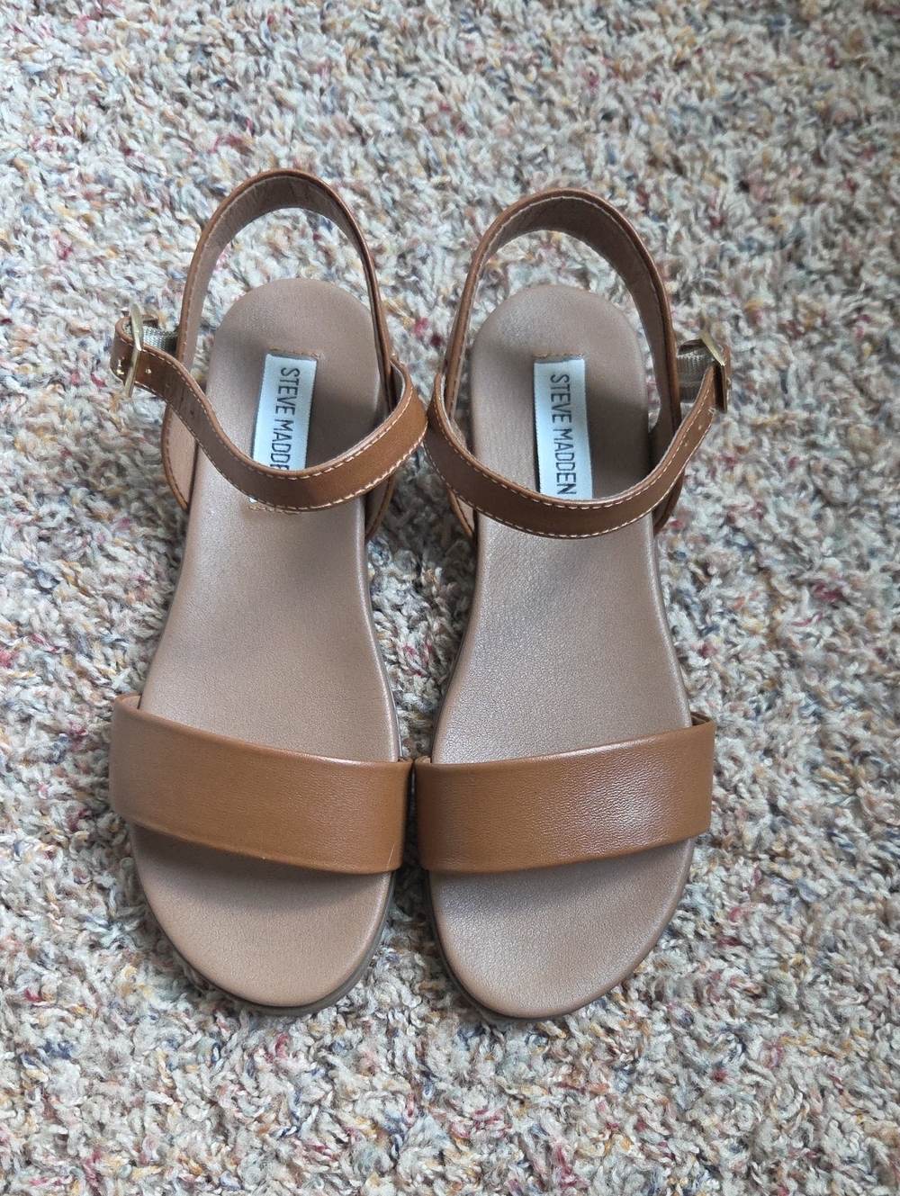 Steve Madden Brown Tan Ankle-Strap Sandals
